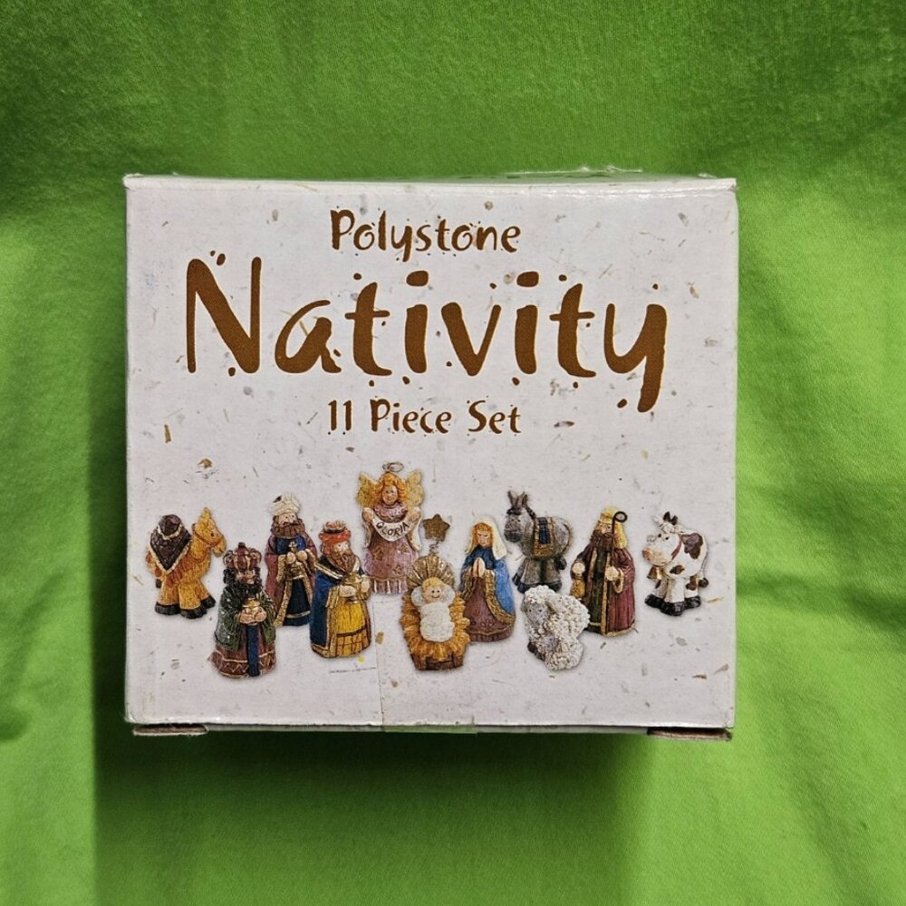 Giftco Inc. Polystone Nativity Scene Christmas Set 11 Pieces Mini Figures